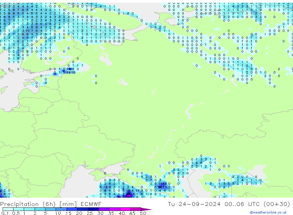 Z500/Yağmur (+YB)/Z850 ECMWF Sa 24.09.2024 06 UTC