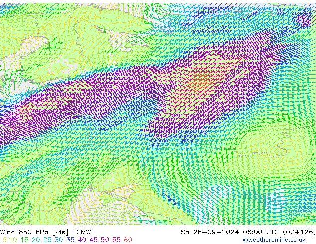 Wind 850 hPa ECMWF Sa 28.09.2024 06 UTC