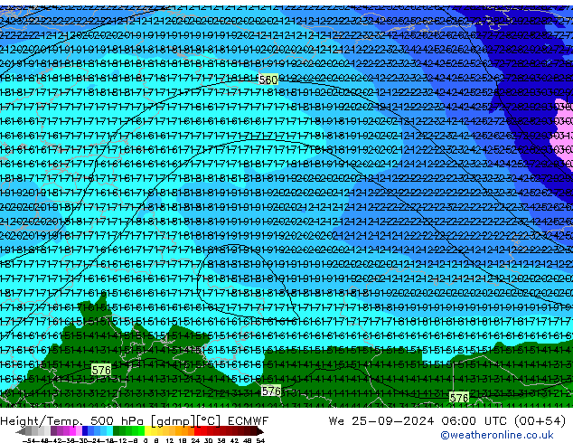 Z500/Rain (+SLP)/Z850 ECMWF Qua 25.09.2024 06 UTC