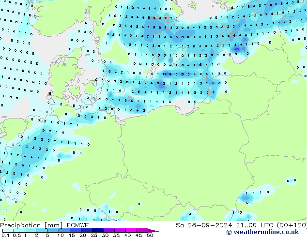 Precipitation ECMWF Sa 28.09.2024 00 UTC