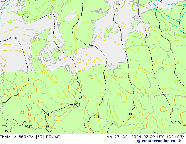 Theta-e 850hPa ECMWF  23.09.2024 03 UTC