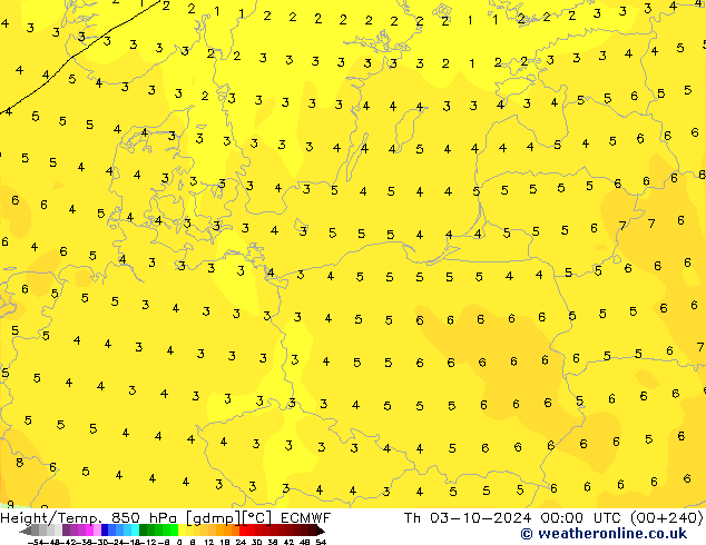 Z500/Rain (+SLP)/Z850 ECMWF gio 03.10.2024 00 UTC