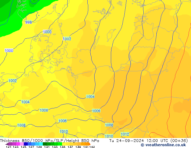 850-1000 hPa Kalınlığı ECMWF Sa 24.09.2024 12 UTC