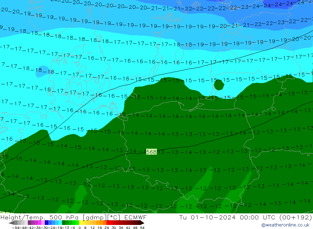 Z500/Regen(+SLP)/Z850 ECMWF di 01.10.2024 00 UTC