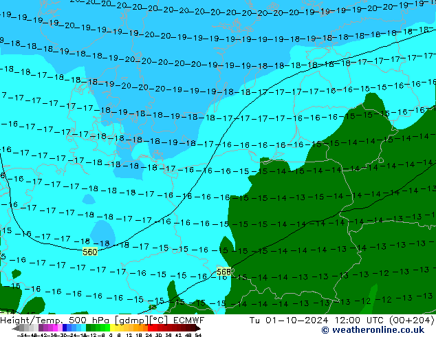 Z500/Rain (+SLP)/Z850 ECMWF mar 01.10.2024 12 UTC