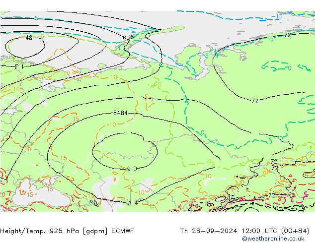 Géop./Temp. 925 hPa ECMWF jeu 26.09.2024 12 UTC