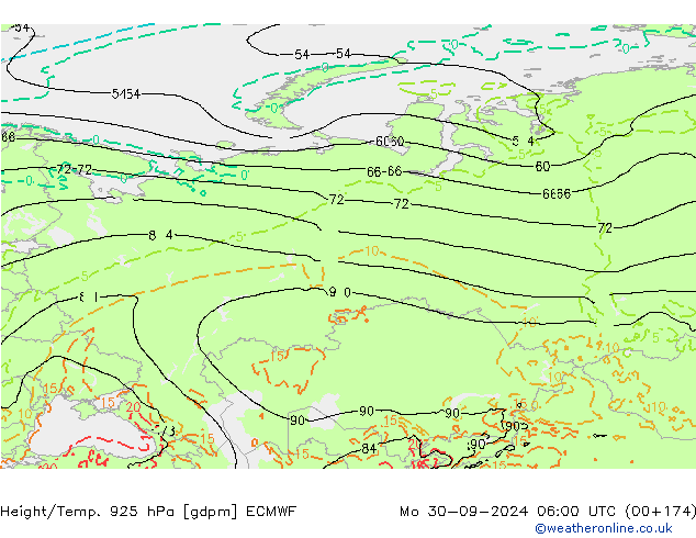 Géop./Temp. 925 hPa ECMWF lun 30.09.2024 06 UTC