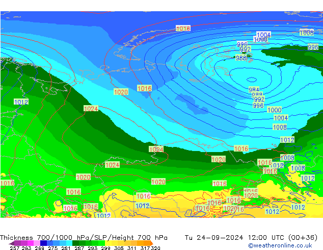 Thck 700-1000 hPa ECMWF mar 24.09.2024 12 UTC