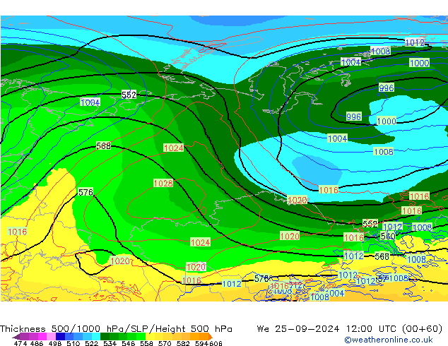 Thck 500-1000hPa ECMWF We 25.09.2024 12 UTC