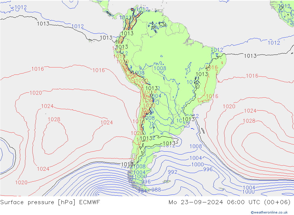 Pressione al suolo ECMWF lun 23.09.2024 06 UTC