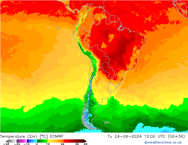 Temperatura (2m) ECMWF mar 24.09.2024 12 UTC