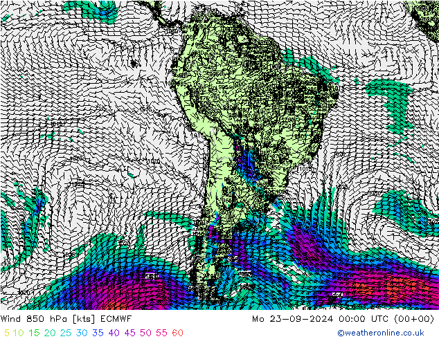 Wind 850 hPa ECMWF Mo 23.09.2024 00 UTC