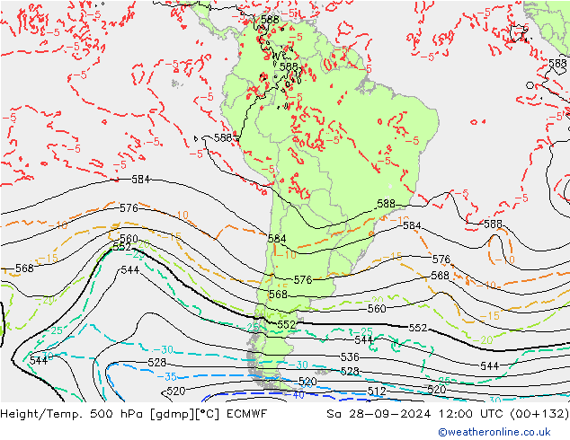 Z500/Rain (+SLP)/Z850 ECMWF Sa 28.09.2024 12 UTC