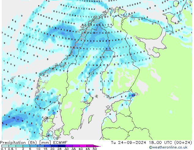 Z500/Regen(+SLP)/Z850 ECMWF di 24.09.2024 00 UTC