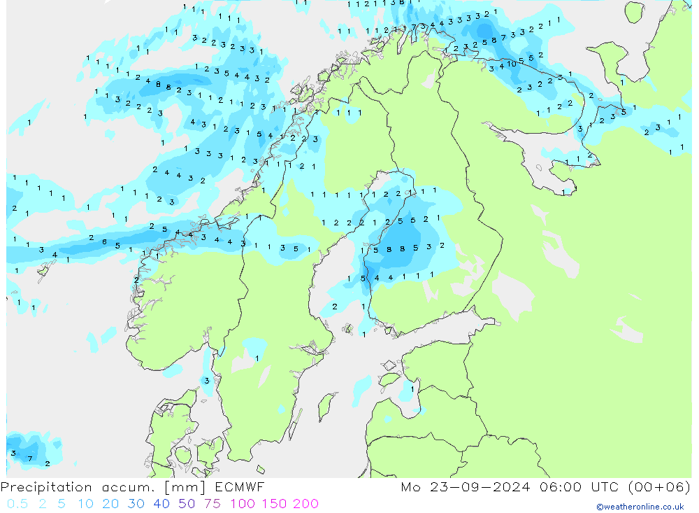 Toplam Yağış ECMWF Pzt 23.09.2024 06 UTC