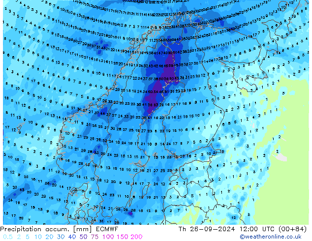 Nied. akkumuliert ECMWF Do 26.09.2024 12 UTC
