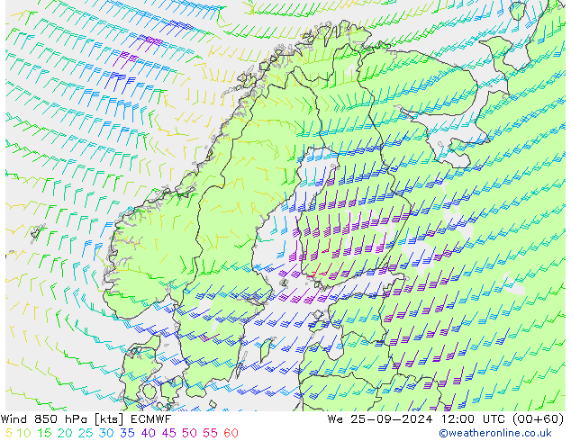  850 hPa ECMWF  25.09.2024 12 UTC