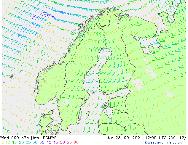 Wind 900 hPa ECMWF Mo 23.09.2024 12 UTC