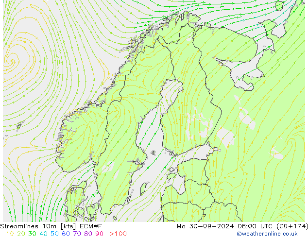 Linha de corrente 10m ECMWF Seg 30.09.2024 06 UTC