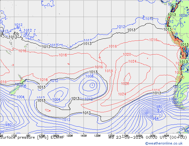 Atmosférický tlak ECMWF Po 23.09.2024 00 UTC