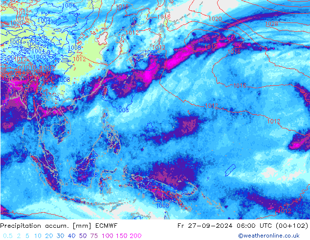 Toplam Yağış ECMWF Cu 27.09.2024 06 UTC