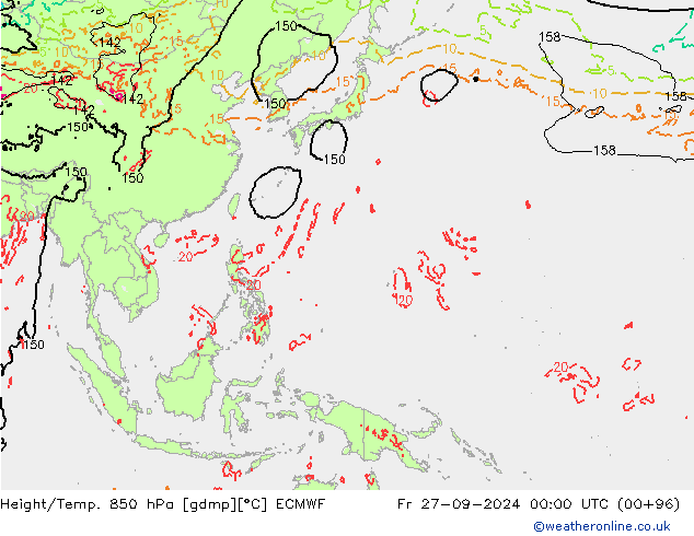 Z500/Rain (+SLP)/Z850 ECMWF vie 27.09.2024 00 UTC