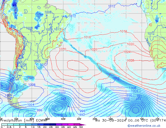 Precipitation ECMWF Mo 30.09.2024 06 UTC