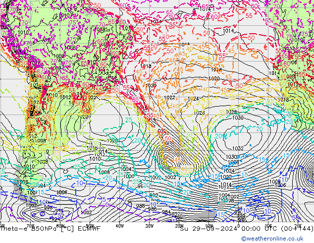 Theta-e 850hPa ECMWF Su 29.09.2024 00 UTC