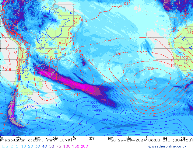 Precipitación acum. ECMWF dom 29.09.2024 06 UTC