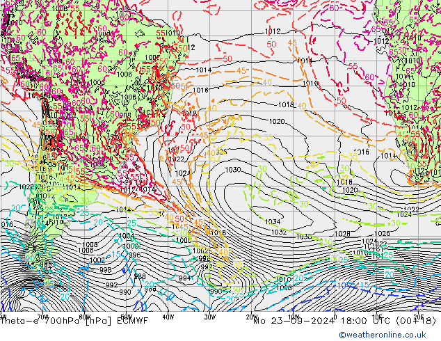 Theta-e 700hPa ECMWF Seg 23.09.2024 18 UTC