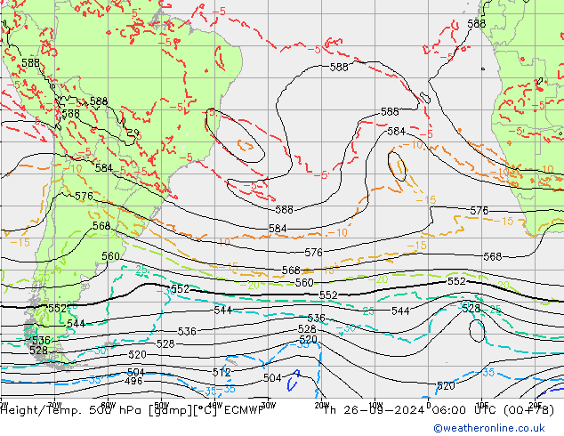 Z500/Rain (+SLP)/Z850 ECMWF gio 26.09.2024 06 UTC