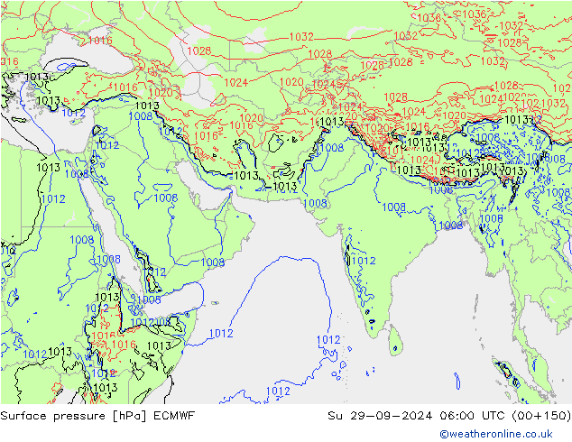 Surface pressure ECMWF Su 29.09.2024 06 UTC