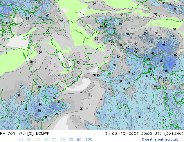 RV 700 hPa ECMWF do 03.10.2024 00 UTC