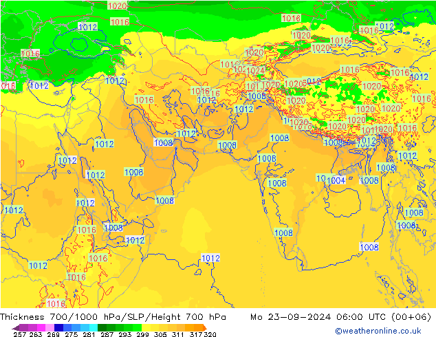 Thck 700-1000 hPa ECMWF Mo 23.09.2024 06 UTC