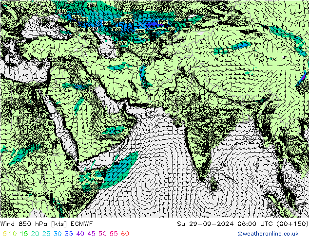 Vent 850 hPa ECMWF dim 29.09.2024 06 UTC