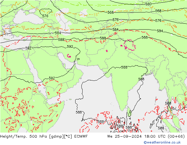 Geop./Temp. 500 hPa ECMWF mié 25.09.2024 18 UTC