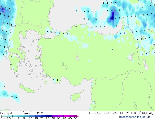 Neerslag ECMWF di 24.09.2024 12 UTC