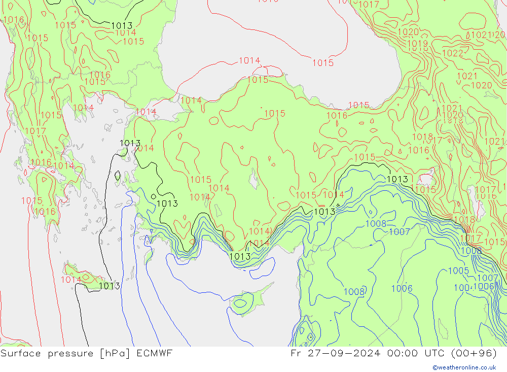 Yer basıncı ECMWF Cu 27.09.2024 00 UTC