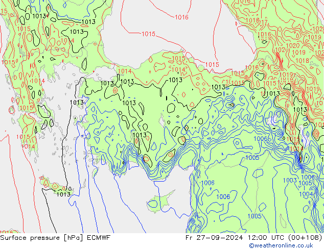 Surface pressure ECMWF Fr 27.09.2024 12 UTC