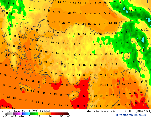 Temperatura (2m) ECMWF Seg 30.09.2024 00 UTC