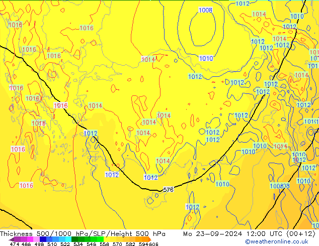 Thck 500-1000hPa ECMWF lun 23.09.2024 12 UTC