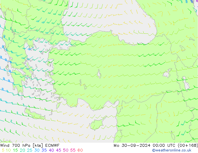 Wind 700 hPa ECMWF Mo 30.09.2024 00 UTC