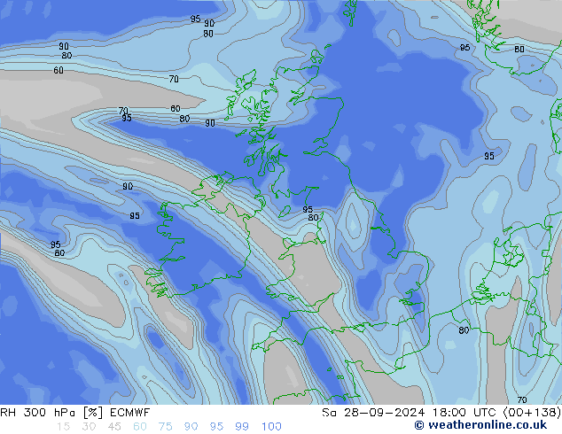 RH 300 hPa ECMWF  28.09.2024 18 UTC