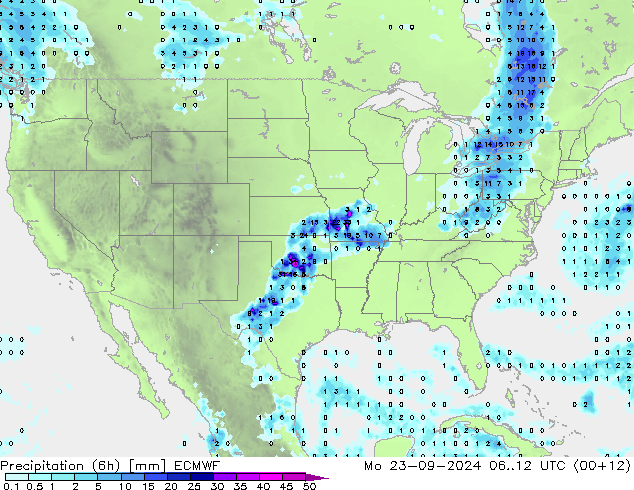 Z500/Rain (+SLP)/Z850 ECMWF Mo 23.09.2024 12 UTC