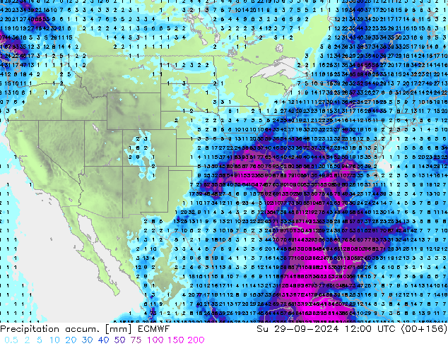 Precipitation accum. ECMWF Su 29.09.2024 12 UTC