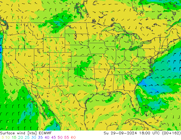 Surface wind ECMWF Su 29.09.2024 18 UTC