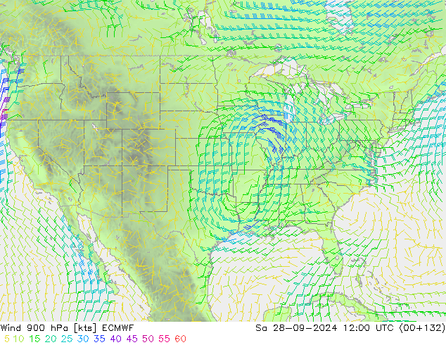 Viento 900 hPa ECMWF sáb 28.09.2024 12 UTC