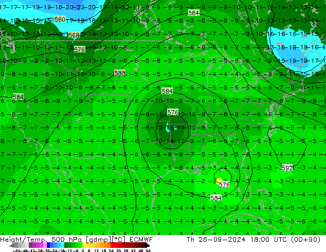 Yükseklik/Sıc. 500 hPa ECMWF Per 26.09.2024 18 UTC