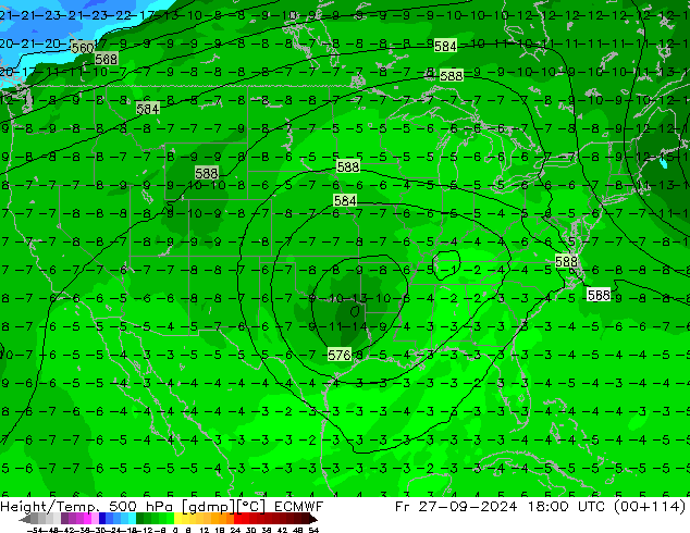 Z500/Rain (+SLP)/Z850 ECMWF vie 27.09.2024 18 UTC