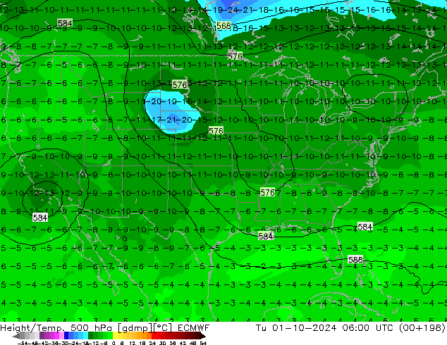 Z500/Rain (+SLP)/Z850 ECMWF вт 01.10.2024 06 UTC